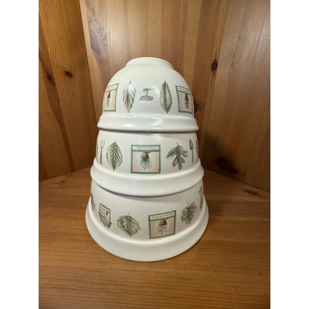 Pfaltzgraff Naturewood Nesting Mixing Bowl Set of 3 Stoneware USA